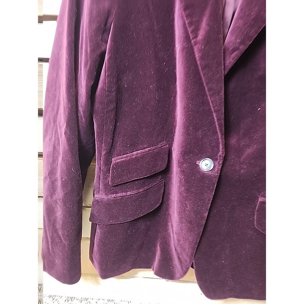 Lauren Ralph Lauren Velvet Velour Blazer Wine Plum Women Size 14 Green Label - Picture 3 of 10